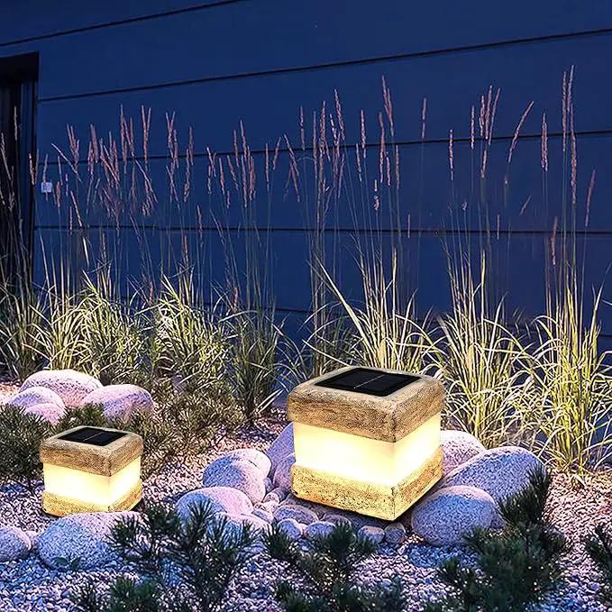 2 Pack Solar Rock Lights Outdoor - Solar Powered Landscape Ground Fake Rocks Light Waterproof with Warm LED Lights for Table Patio Yard Garden Pathway Walkway Decor(Grey) by GreenHaven Gardens