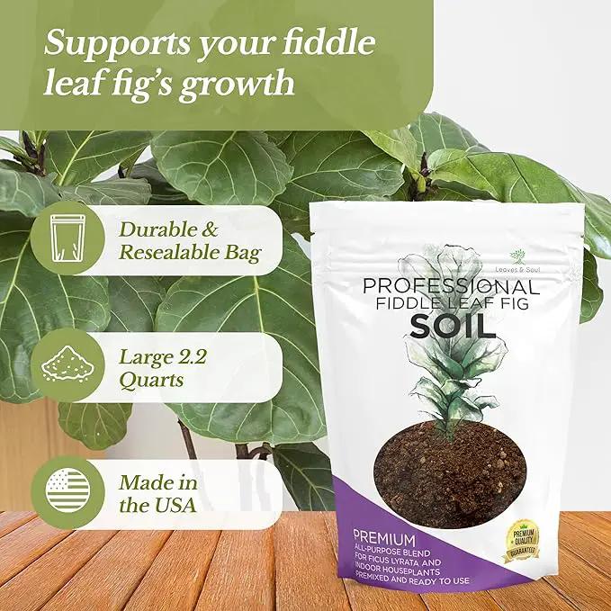 Fiddle Leaf Fig House Plant Soil Premium All Purpose Blend | Large 2.2 Quarts | Ready to Use for Indoor Houseplants | Peat, Sawdust, Course Sand and Pinebark | Made in USA by GreenHaven Gardens