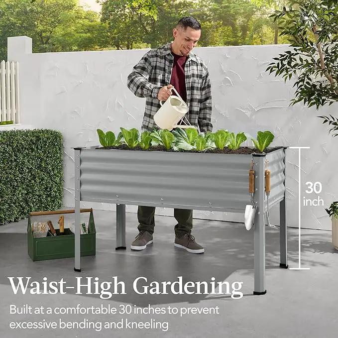 Best Choice Products 48x24x30in Galvanized Raised Garden Bed, Metal Elevated Planter Box, Vegetable Garden for Backyard, Patio, Balcony - Moonlight Gray by GreenHaven Gardens