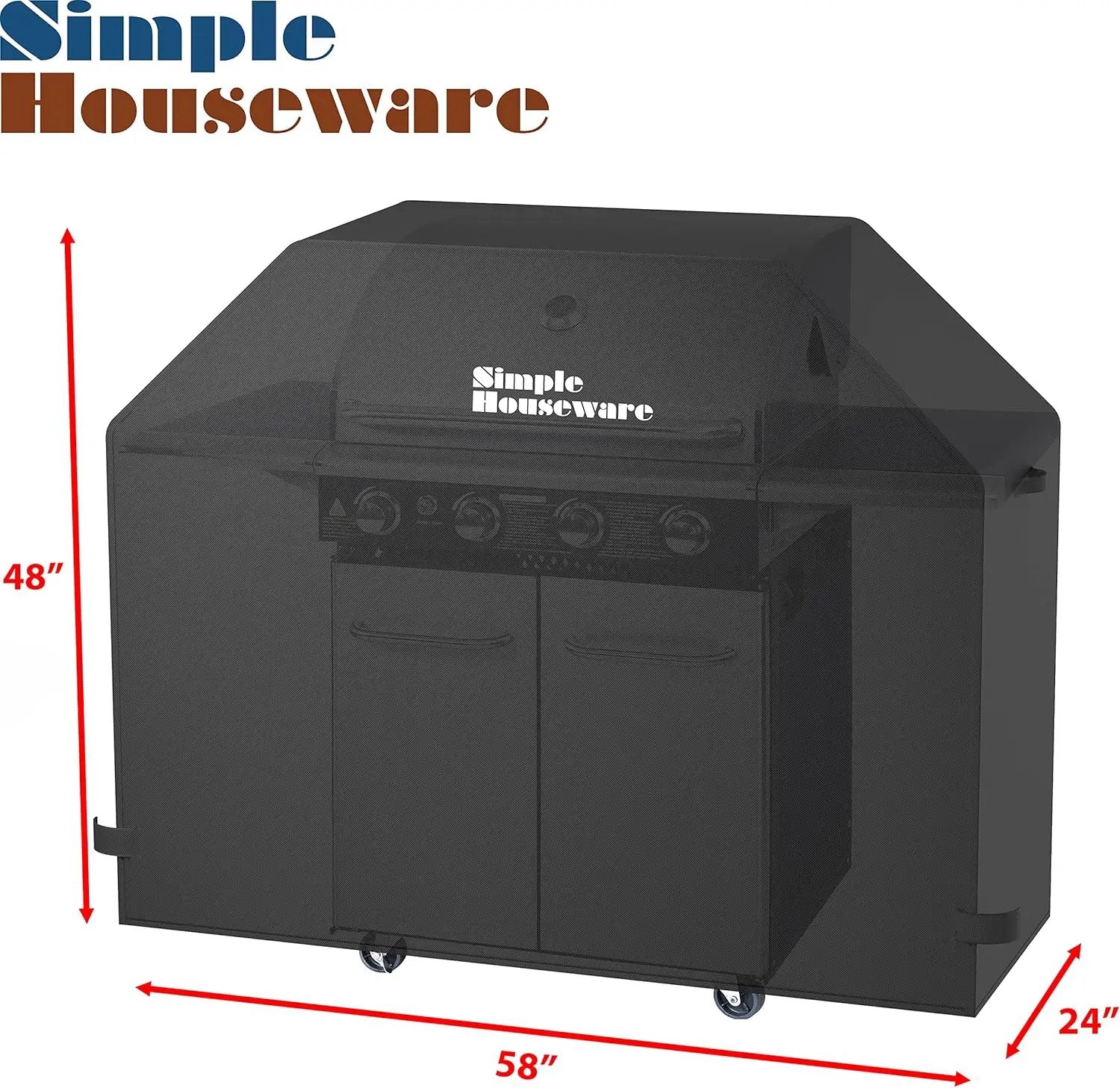 Simple Houseware 58 in. Waterproof Heavy Duty Gas BBQ Grill Cover, Weather-Resistant Polyester by GreenHaven Gardens
