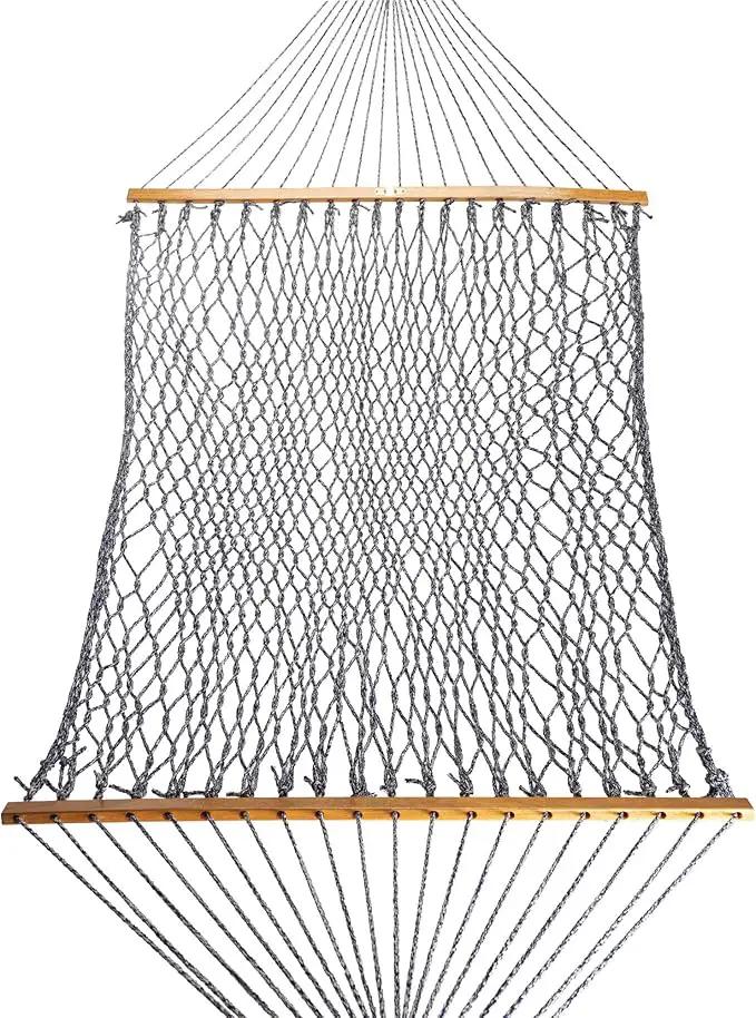 Original Pawleys Island 14DCOTNV Deluxe Navy Oatmeal Heirloom Tweed DURACORD Rope Hammock with Extension Chains & Tree Hooks, Handcrafted in The USA, 450 LB Weight Capacity, 13 ft. x 60 in. by GreenHaven Gardens