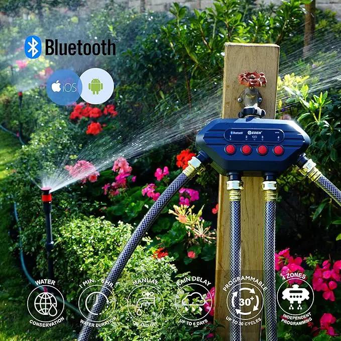 Eden 93443 4-Zone Bluetooth Water Timer |, Stainless Steel Washers Charcoal Gray by GreenHaven Gardens