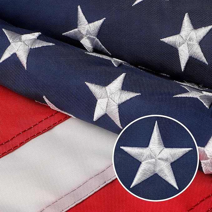 American Flag 2.5x4 Ft Embroidered Stars, Sewn Stripes, Brass Grommets US Flag Decorations, Outdoors Indoors USA Flags Polyester 2.5 x 4 Foot by GreenHaven Gardens