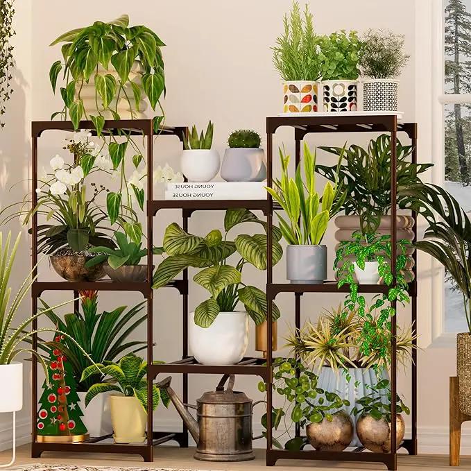 Metal Plant Stand Indoor Outdoor Plant Shelf Stand, 3 Tiers 8 Pots Potted Flower Plant Stands for Indoor Plants Multiple, Plant Shelves Stands Rack for Patio, Balcony, Living Room by GreenHaven Gardens