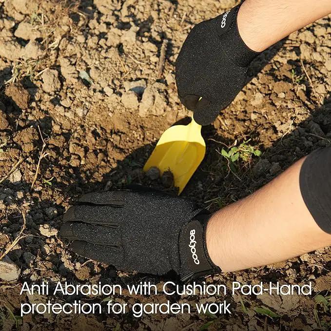 COOLJOB Thorn Proof Garden Gloves with Touchscreen Fingers for Men, Rose Pruning Work Gloves with Palm Cushion for Gardener, Farmer and Landscaper (Black 1 Pair Medium) by GreenHaven Gardens