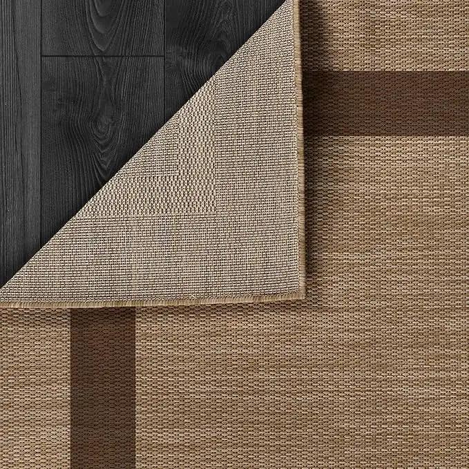 CAMILSON Outdoor Rug 10x14 - Large Modern Outside Rugs for Patios Porches Waterproof Durable Washable Non-Shedding, Easy-to-Clean Indoor Outdoor Area Carpet (10 x 14, Bordered - Jute) by GreenHaven Gardens