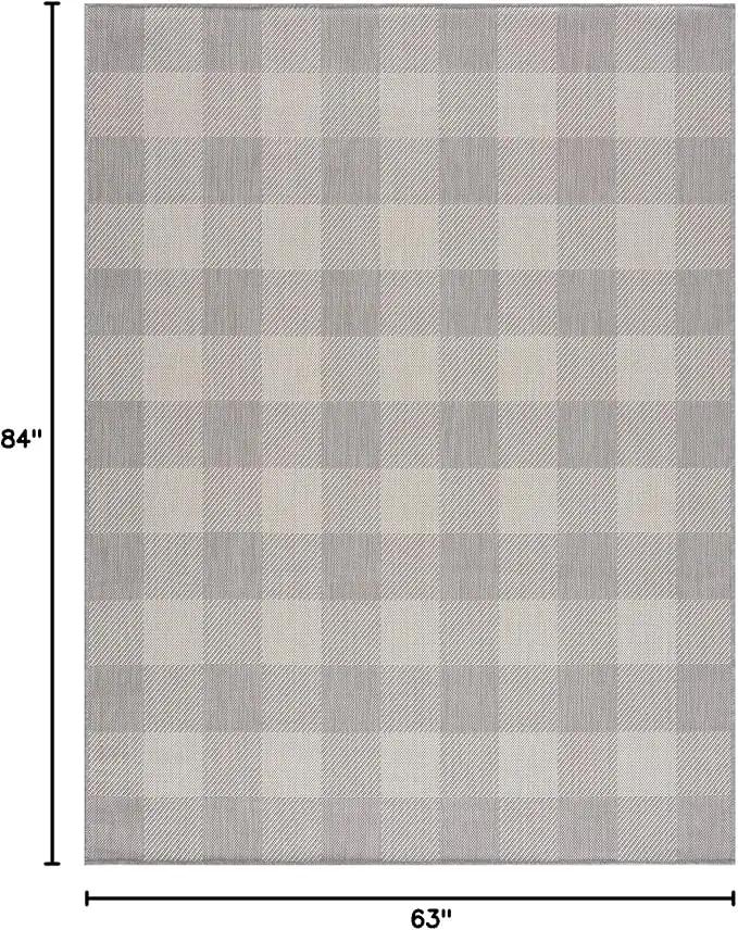 CAMILSON Outdoor Rug - Modern Area Rugs for Indoor and Outdoor Patios, Kitchen and Hallway mats - Easy Cleaning Non Shedding Washable Outside Carpet (5x7, Buffalo - Grey/White) by GreenHaven Gardens