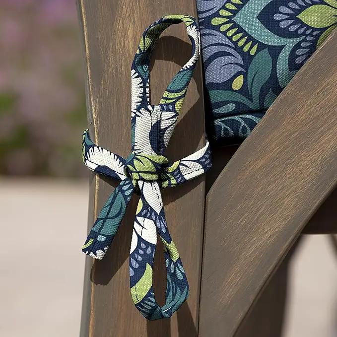 Arden Seat Cushion, 21 x 21, Rain-Proof, Fade Resistant, Cushion for Patio Dining, Adirondack, and Outdoor Chairs Sapphire Aurora Blue Damask by GreenHaven Gardens