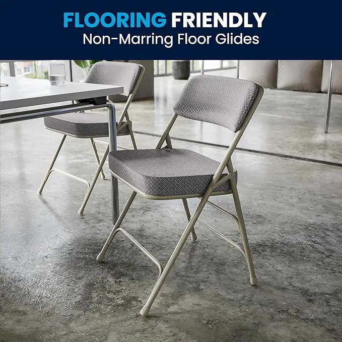 Flash Furniture Hercules Series Metal Folding Chairs with Cushioned Seats, Fabric Upholstered Event Chairs, Set of 2, Gray by GreenHaven Gardens