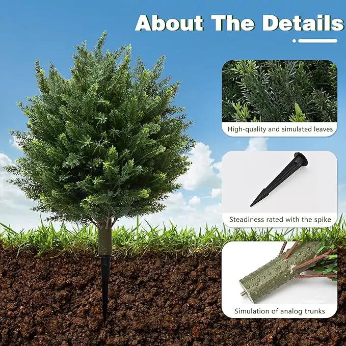 28" UV Resistant Artificial Shrubs for Outdoors - Real Looking Faux Bushes, Fake Cedar Trees, Outdoor Faux Ball Plants & Topiaries - Set of 2 Artificial Shrubs, Artificial Bushes for Garden Decor by GreenHaven Gardens