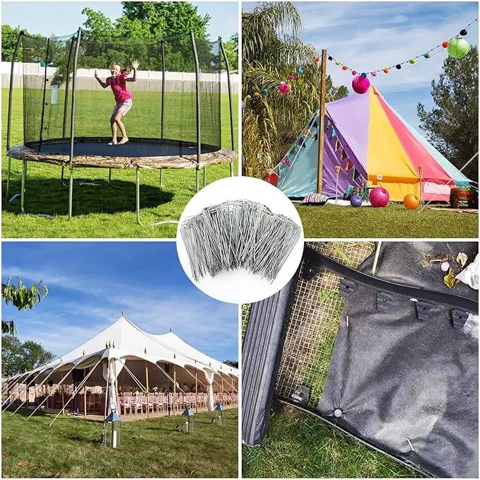 DAJAVE 200 Pack Landscape Staples 6 Inch, 11 Gauge Stakes Galvanized Garden Stakes, U-Shaped Garden Ground Stakes for Landscaping Barrier Fabric Irrigation Hoses Fixed Fences and Tents by GreenHaven Gardens