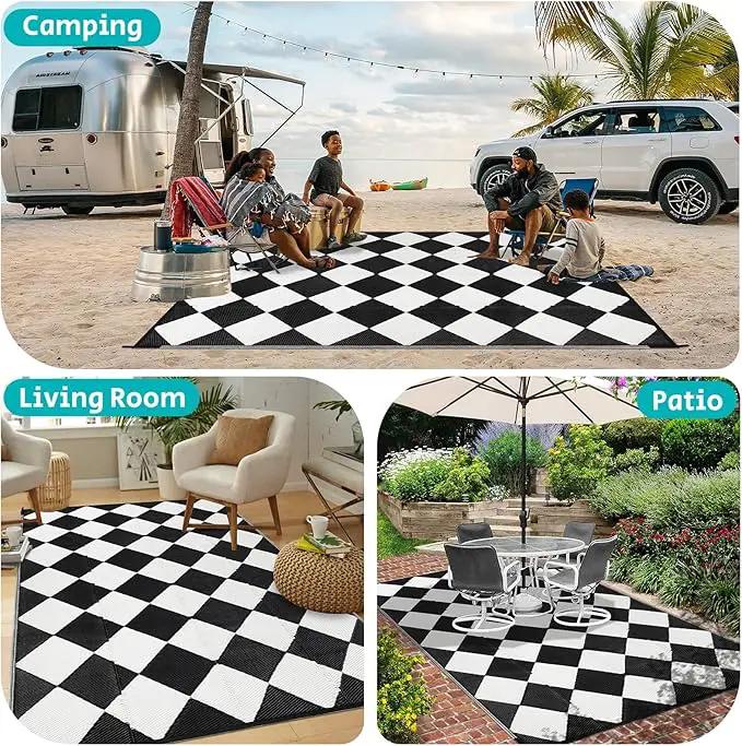 HEBE Outdoor Rug Waterproof 6x9, Reversible Plastic Straw Rug RV Camping Rug, Indoor Outdoor Patio Mat Clearance, Outside Carpet for Porch,Deck,Camper,Balcony,Backyard,Picnic by GreenHaven Gardens