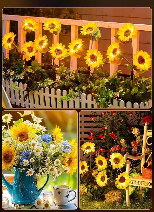 Brightown Outdoor Solar Garden Lights - 4 Pack LED Solar Flower Lights with Larger & More Realistic Sunflowers, Bigger Solar Panel, Waterproof Solar Lights for Outside Yard Patio Garden Decorations by GreenHaven Gardens