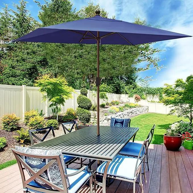 EliteShade USA 10-Year-Non-Fading 6.5x10Ft Rectangular Market Umbrella Patio Umbrella Outdoor Table Umbrella with Ventilation, Navy Blue by GreenHaven Gardens