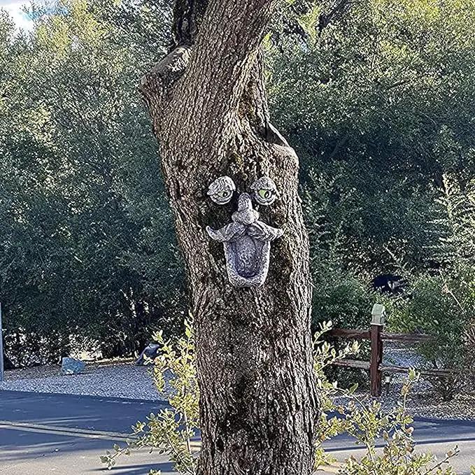 Tree Face Bird Feeder,Tree Faces Decor Outdoor,Old Man with Glowing Eyes in Dark,Wild Bird Feeder,Tree Yard Art Sculpture,Whimsical Garden Spring Decor by GreenHaven Gardens