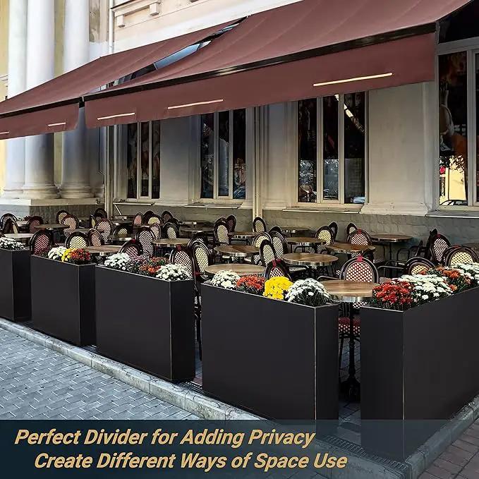 Metallic Heavy Planter for Outdoor Plants, 38Lx10Wx30H Inches Tall and Long Metal Divider Planter Box with Hand Brushed Gold Edge for Outside & Indoor, No Assembly (Black) by GreenHaven Gardens