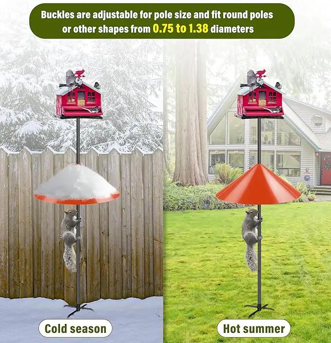 Squirrel Baffle for Bird Feeder Pole, 19-Inch Outdoor Bird Feeder Guard, Squirrel-Proof Birdhouse Baffles, Shepherd's Hook for Outside(Red) by GreenHaven Gardens