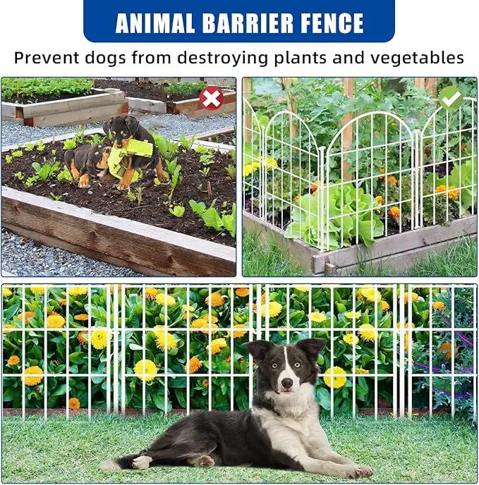 26 Pack Decorative Garden Fence, 17in X 28ft Arched No Dig Fence Border, Garden Edging Border, Rustproof Metal Animal Barrier with Ground Stake for Dog, Rabbit, Outdoor Yard Patio Decor, White by GreenHaven Gardens
