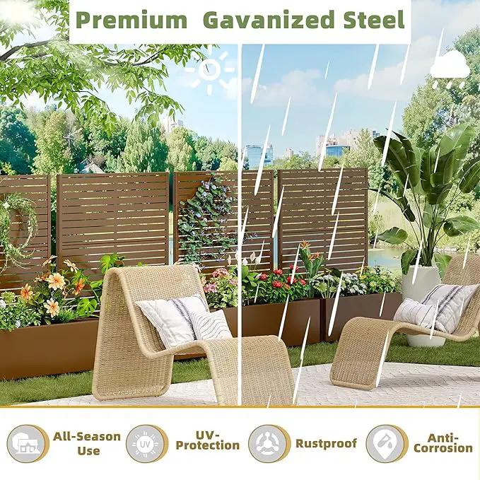Casaphoria Metal Raised Garden Bed with Trellis and Wheels, 47"x47"x16" Planter Box for Climbing Plants, Vegetables & Vines, Features Drainage Holes and Privacy Screen (Brown-Louvered) by GreenHaven Gardens