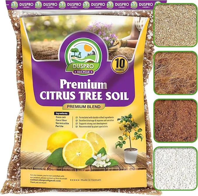DUSPRO Recycle Citrus Tree Potting Soil Mix for Potted Lemon Tree, Specialized for Oranges, Fruit Tree Indoor Planting Pre-Mixed 4-in-1 Ready to Use (10 Quarts) by GreenHaven Gardens