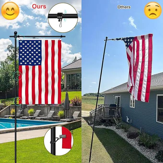 10FT Flag Pole Stand for Garden – Adjustable Outdoor Flagpole with 5-Prong Base, Freestanding Aluminum Banner Holder for 3x5ft & 28"x40" Flags – Wind-Resistant & Lightweight – Black by GreenHaven Gardens