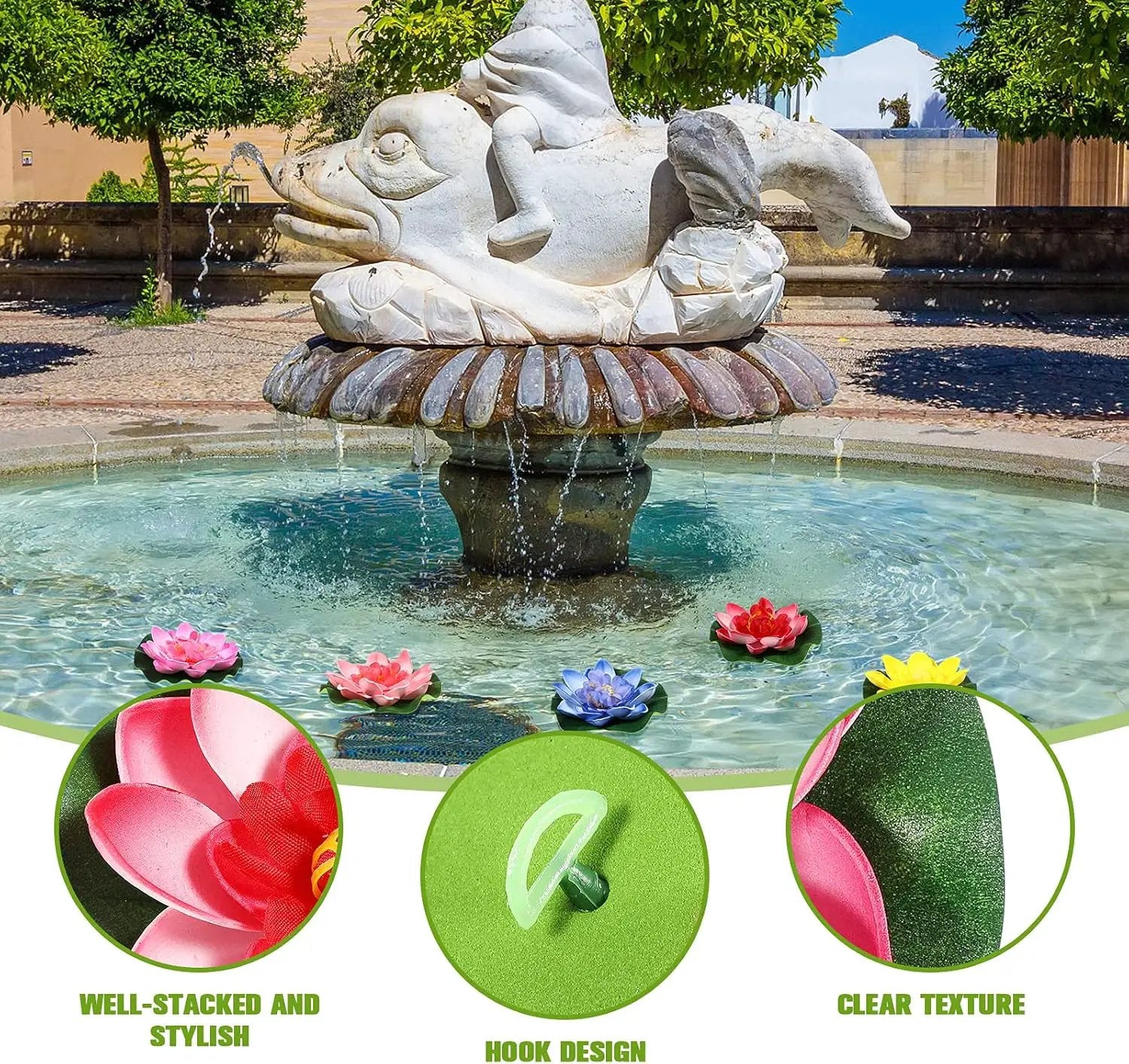 Artificial Floating Lotus Flower Water Lily Pads EVA Lotus Flower Water Lily Pads Leaves 5pcs for Pond Decoration by GreenHaven Gardens