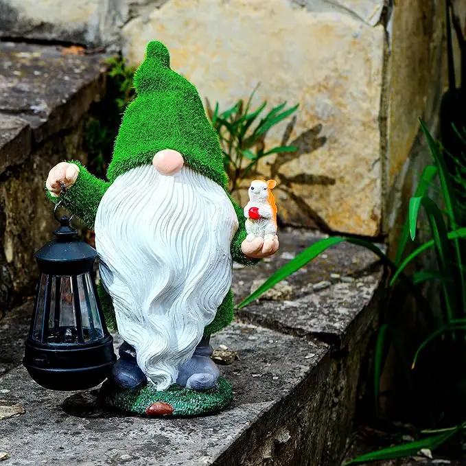 Garden Gnome with Squirrel 11.8, Gnomes with Solar Lantern, Garden Statues Outdoor Clearance, Garden Gnomes Outdoor Funny for Patio Decor, Fall Gnomes by GreenHaven Gardens