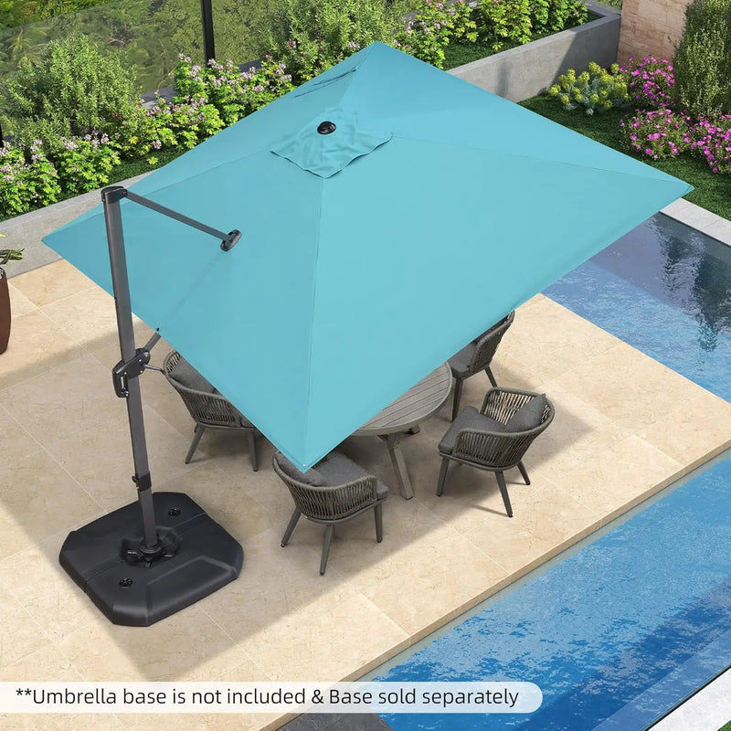 PURPLE LEAF 10 Feet Patio Umbrella Outdoor Cantilever Square Umbrella Aluminum Offset Umbrella with 360-degree Rotation for Garden Deck Pool Patio Turquoise Blue by GreenHaven Gardens