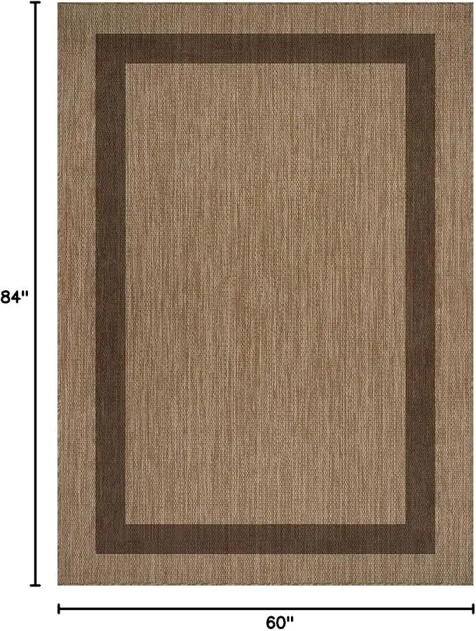 CAMILSON Outdoor Rug 5x7 - Modern Outside Rugs for Patios Porches Waterproof Durable Washable Non-Shedding, Easy-to-Clean Indoor Outdoor Area Carpet (5 x 7, Bordered - Jute) by GreenHaven Gardens