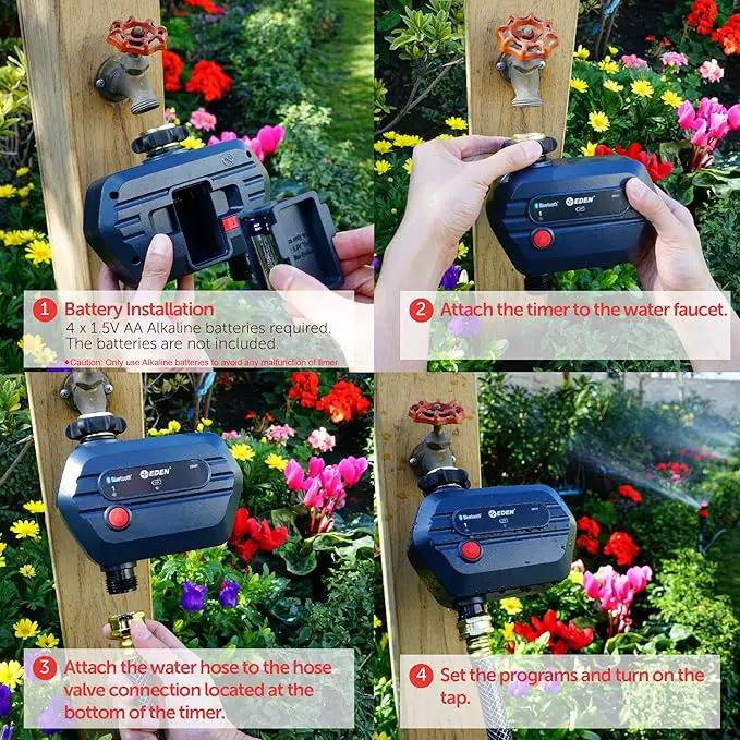 Eden 25441 1-Zone Bluetooth Water Timer for Smart Irrigation - Remote Control via App, Customizable Scheduling, and Water Delay Setting by GreenHaven Gardens