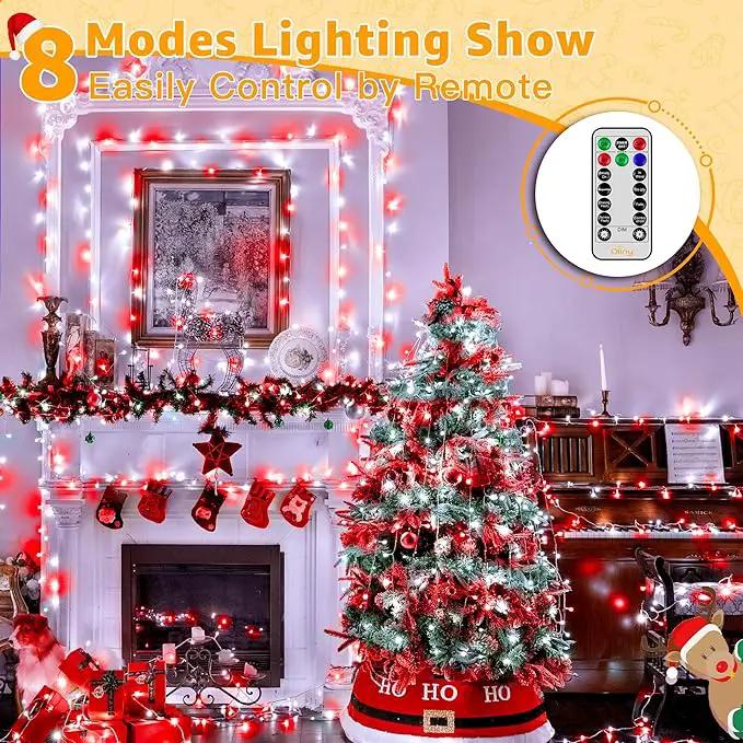 Ollny Christmas Lights Outdoor 800LED 262FT, Red and White Plug in Fairy Lights with Remote, 8 Modes Waterproof Timers Dimmable LED String Lights for Indoor House Outside Bedroom Patio Balcony by GreenHaven Gardens