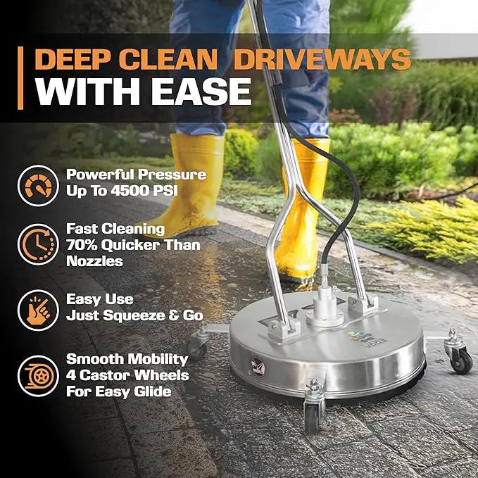 EDOU Dual 24" Pressure Washer Surface Cleaner - Surface Cleaner with Wheels - Heavy Duty Composite, 4,500 PSI Max Working Pressure - Includes 3/8 Inch Quick Connector Kit and Teflon Tape by GreenHaven Gardens