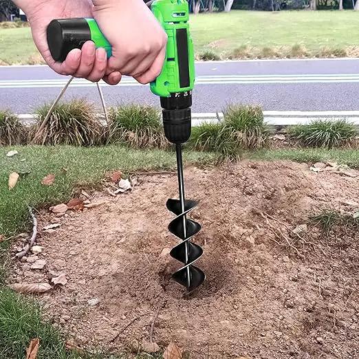 SYITCUN Auger Drill Bit for Planting 3"x16.5" Solid Shaft Garden Spiral Drill Bit for Bulb Bedding, Post Hole Auger for 3/8” Hex Drive Drill by GreenHaven Gardens
