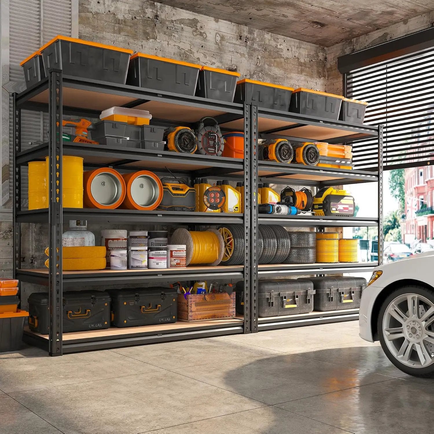 REIBII 2000LBS Garage Shelving Heavy Duty 72''H Storage Shelves 5 Tier Heavy Duty Shelving, Adjustable Metal Shelves for Garage Pantry Closet Kitchen Basement 35.5" W x72 H x 15.8" D, 4 Pack by GreenHaven Gardens