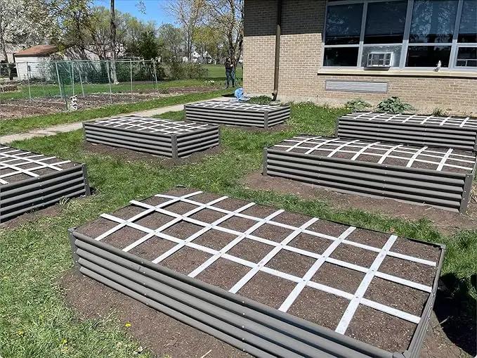 A ANLEOLIFE 8X4X1.5ft Galvanized Raised Garden Bed Kit, Rectangular Large Metal Deep Root Planters for Outdoor Plants Vegetables Flowers Herb, 359 Gallon Capacity- Quartz Grey by GreenHaven Gardens