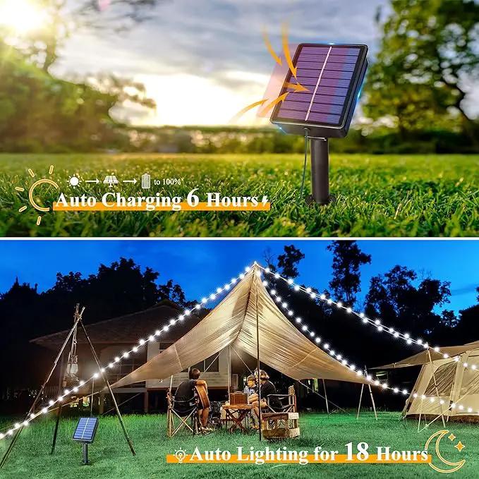 Ollny Solar String Lights Outdoor, 2 Pack Total 198FT 600LED Solar Fairy Lights, 8 Modes IP67 Waterproof for Outside Yard Garden Patio Xmas Party, Cool White by GreenHaven Gardens