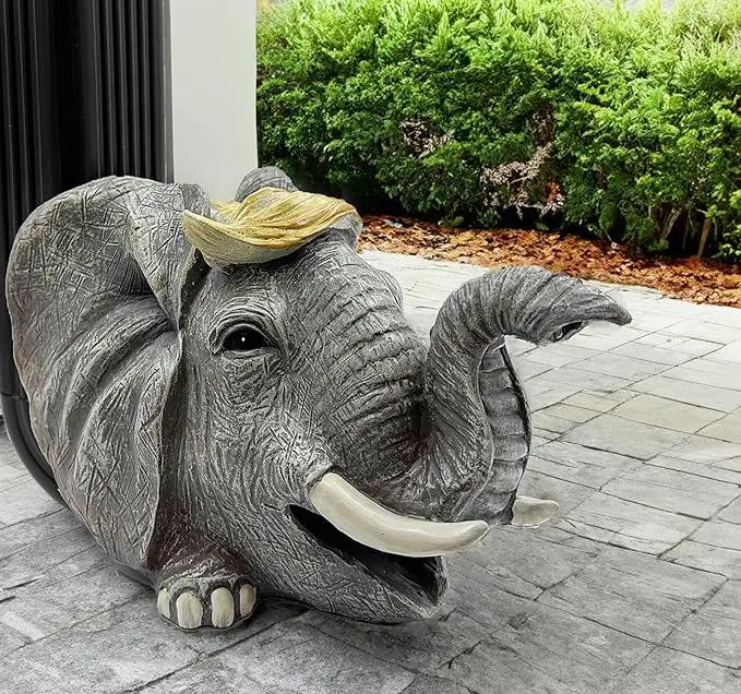 Teaeeno Elephant Decor Statue Gutter Downspout Extension Decorative,Animal Statue Outdoor Decor,3"×4" Rain Gutter Downspout Splash Block,Garden Splash Block Outdoor Sculpture,Rain Downspout Diverter by GreenHaven Gardens