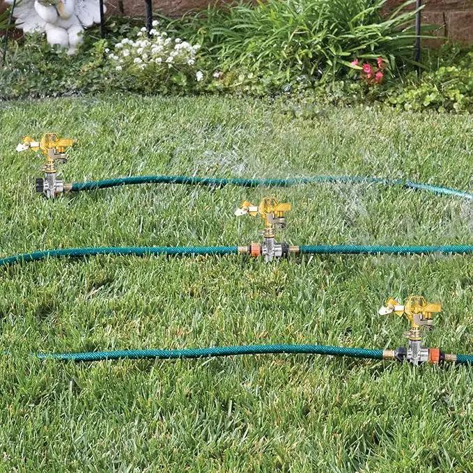 Hourleey 2 Pack Impact Lawn Sprinklers for Yard, Heavy Duty Water Sprinkler Head with Aluminum Alloy Spike Base, Adjustable Pulsating Sprinkler for Large Area Lawn Patio Garden by GreenHaven Gardens