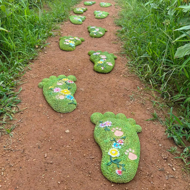 Garden Stepping Stones - Patio Outdoor Decorative Footprint Stones, Lawn Stepping Stones Set, Resin (Set of 2) by GreenHaven Gardens