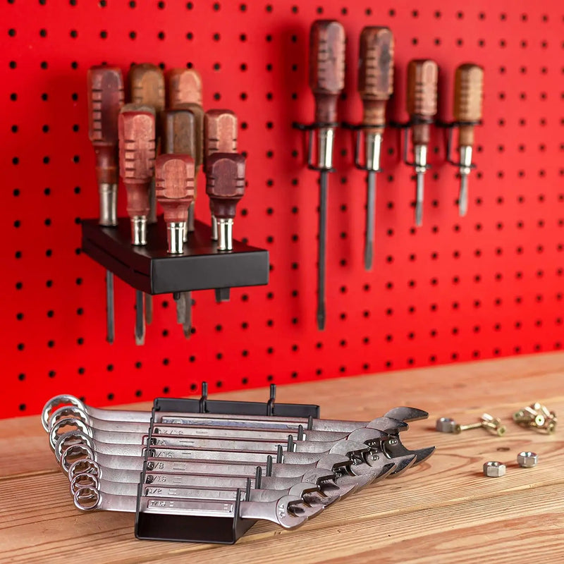 Heavy Duty Black Pegboard Accessories - Screwdriver and Wrench Holder Set for Organizing Tools by GreenHaven Gardens