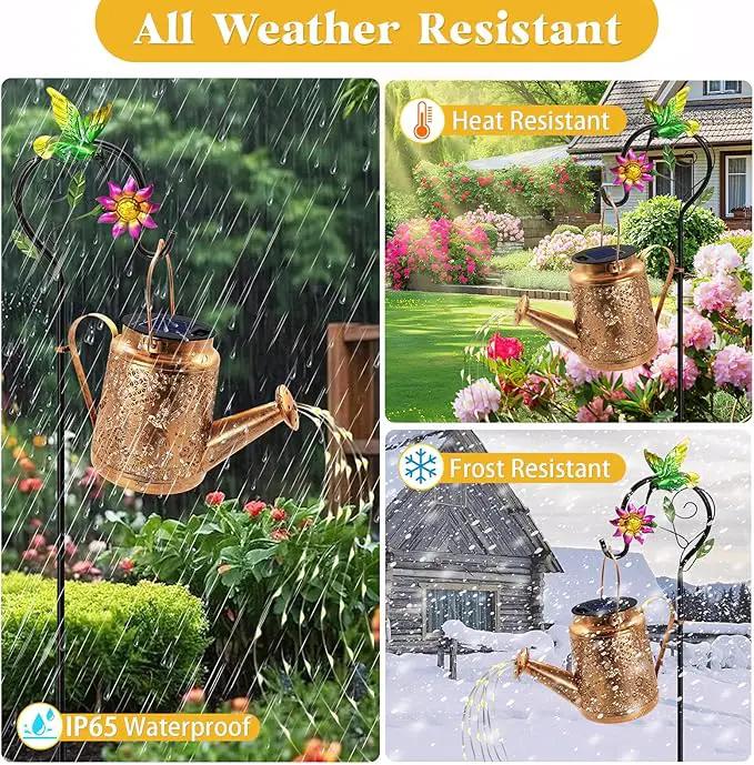 Solar Watering Can Lights, Hummingbird Hanging Lanterns Outdoor, Gardening Gifts for Mom Women Grandma Birthday, Waterproof Solar Lights Garden Decor for Outside Yard Art Patio Porch Lawn Backyard by GreenHaven Gardens