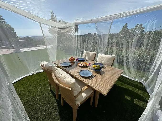 Mosquito Net for Patio 8.2 x 8.2 FT | Very Large Sizes & Fabric Designed for Outdoors | Insect House Screen Netting for Gazebo, Porch & Garden Terrace | White Outside Canopy Bug Protection by GreenHaven Gardens