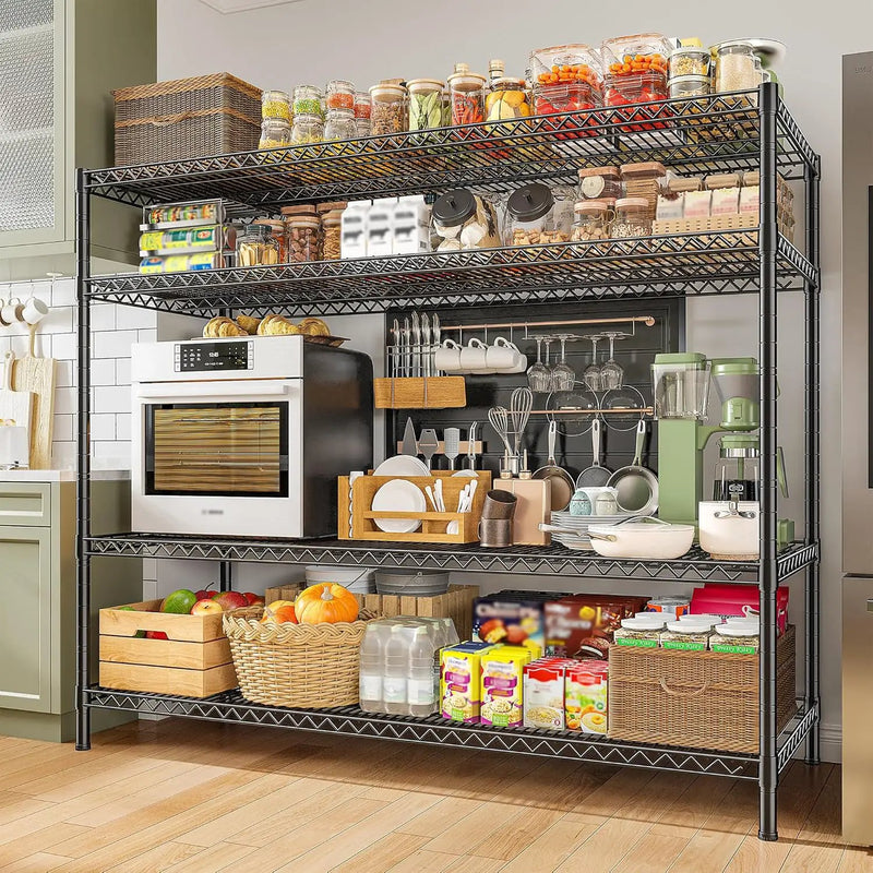 REIBII 2560LBS Storage Shelves 55.5"W Metal Shelving Unit 4 Tier Wire Shelving Commercial Adjustable Garage Shelving Heavy Duty for Storage Rack for Pantry, Garage, Kitchen,55.5"W x 18"D x 55.5"H,2PCS by GreenHaven Gardens