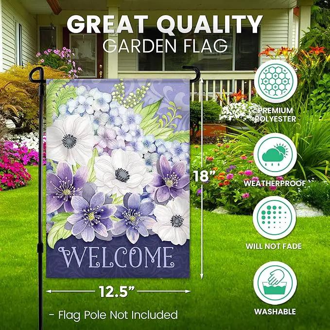 Spring Garden Flags 12.5x18 Double Sided - Floral Welcome Bouquet Flag Printed in Premium Polyester - Seasonal House Welcome Banner for Outdoor, Yard, Lawn, Deck, Patio - Suits Most Holder by GreenHaven Gardens