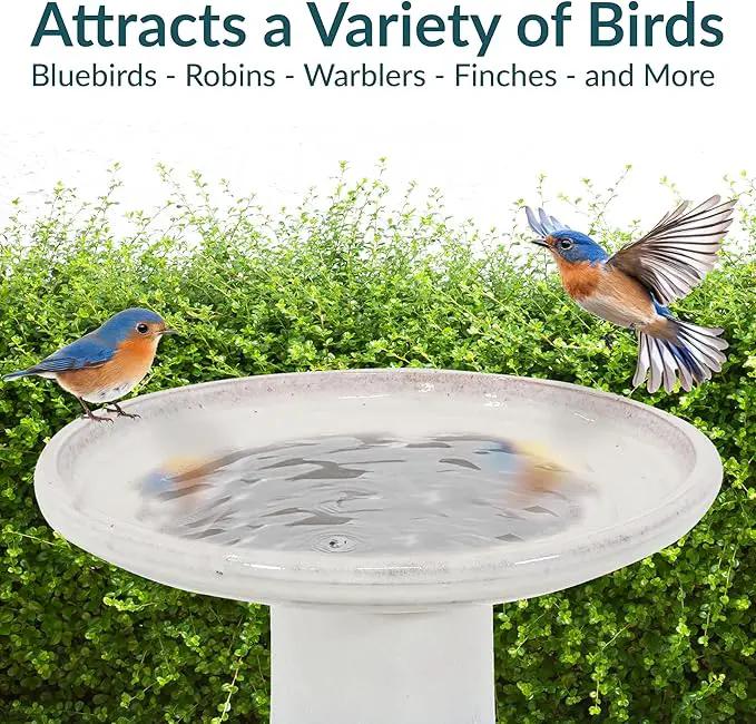 Sunnydaze 21" H Ceramic Bird Bath for Outside - Hand-Painted Outdoor Bird Bath Bowl, UV/Frost-Resistant Finish - Twilight - Classic Pedestal by GreenHaven Gardens