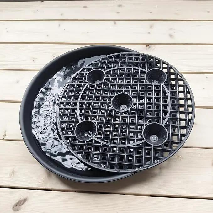 Plastic Plant Saucer Stand,4-Pack 14 inch, Elevated Plant Saucer Self-Watering Fabric Pot Base, Use Nonwoven Grow Bags, Plant Saucers Flower Pot Tray for Indoor-Outdoo and Grow Tents Greenhouses by GreenHaven Gardens