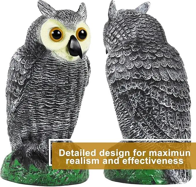 Galashield Owl Decoy | Plastic Owls to Scare Birds Away | Owl Statue for Garden & Outdoors - Pack of 3 by GreenHaven Gardens