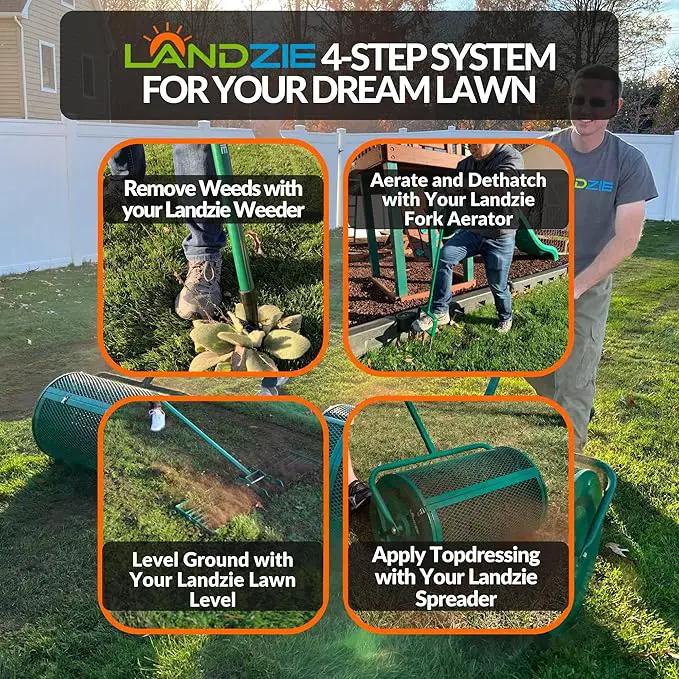LANDZIE - The Original 24 Inch Compost and Peat Moss Spreader Roller - Top Soil, Sand, Manure, Mulch, Top Dressing Lawn and Garden Spreader by GreenHaven Gardens