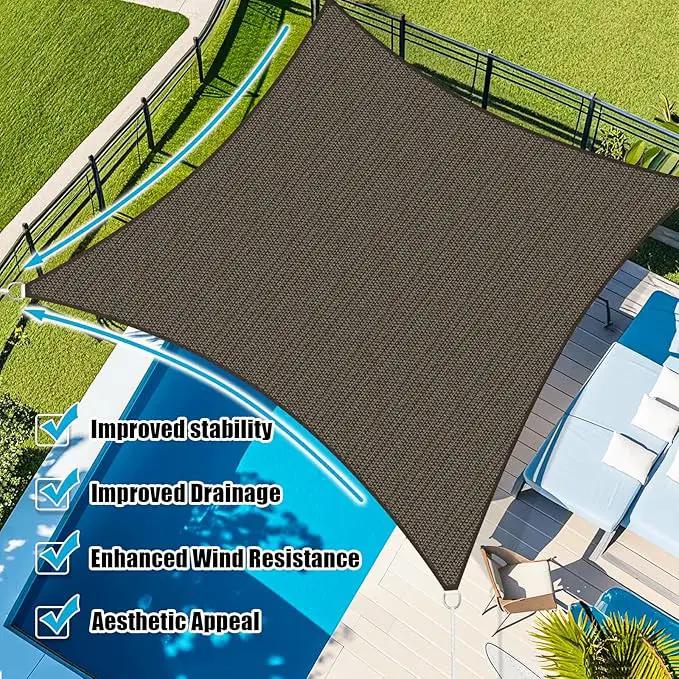 Amagenix Sun Shade Sail 15'X24' Curved Edge Outdoor Shade Canopy Mocha Breathable 95% UV Block Shade Cloth for Patio Garden Backyard (We Make Custom Size) by GreenHaven Gardens