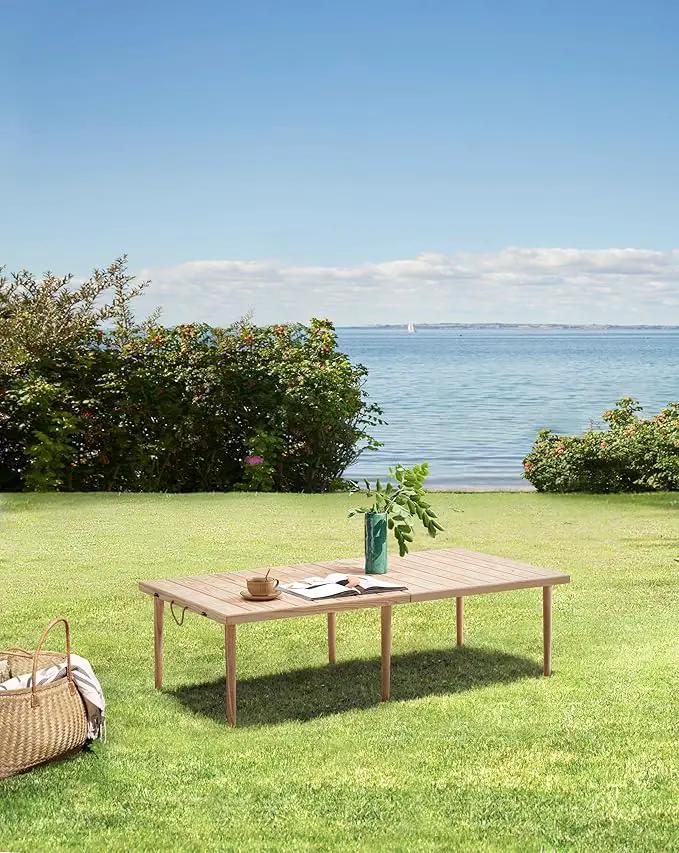 60" X 30" Boho Low Picnic Table, with Two Available Heights,Seating for 6 People,Natural by GreenHaven Gardens